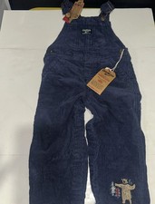 Vintage OSHKOSH B'GOSH navy Blue Corduroy Bear Print Overalls Kids 24 Months