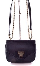 Tory Burch Mini Kira Deco Patent Leather Chain Bag Black EUC READ 