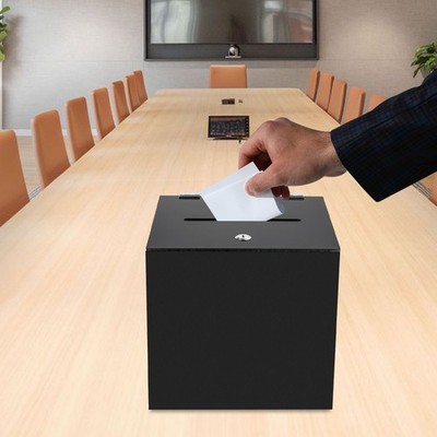 10'' x 10'' x 10'' Deluxe Donation Box Tip Jar Ballot Suggestion Black With Lock US