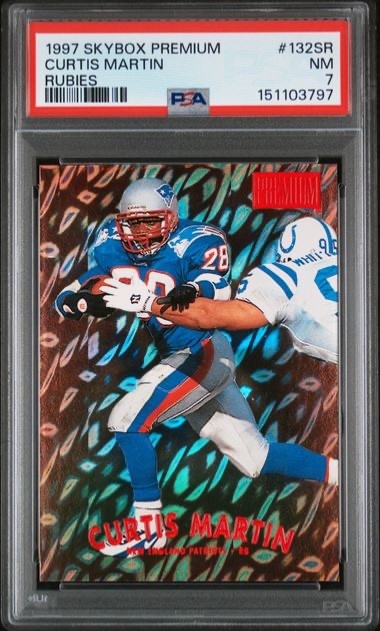 1997 SkyBox Premium Star Rubies #132SR Curtis Martin 47/50 Pats/Jets PSA 7 HOF!