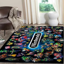 Nintendo Gamer Area Rug Carpet, Video game Living Room Area Rug Regtangle