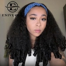 Afro Curly Headband Wigs Black Women Synthetic BraidedHair Texture KinkyStraight
