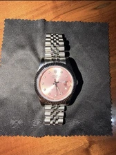 ROLEX UNISEX DATEJUST STEEL PINK DIAMOND DIAL FLUTED BEZEL 36MM AUTOMATIC WATCH