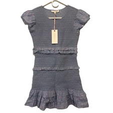 LoveShackFancy Blue Aveline Ruffle Mini Dress Size Medium