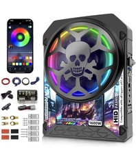 2026 Aggiornato 1600W 10" Subwoofer per Auto,Sottile Sotto Sedile Alimentato Subwoofer per Auto-RGB