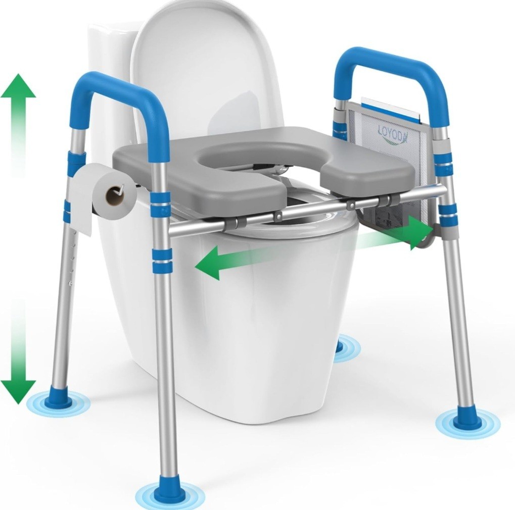 FSA/HSA Eligible Raised Toilet Seat & Handles, Padded Toilet Seat Adjustable