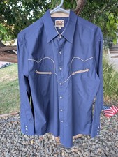 Ely Diamond Western Shirt Men LARGE Pearl Snap Embroidered Rockabilly Cowboy VTG