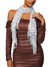 Women's Sequin Beaded Sparkly Headscarf Belly Dance Hip One Size Silver a