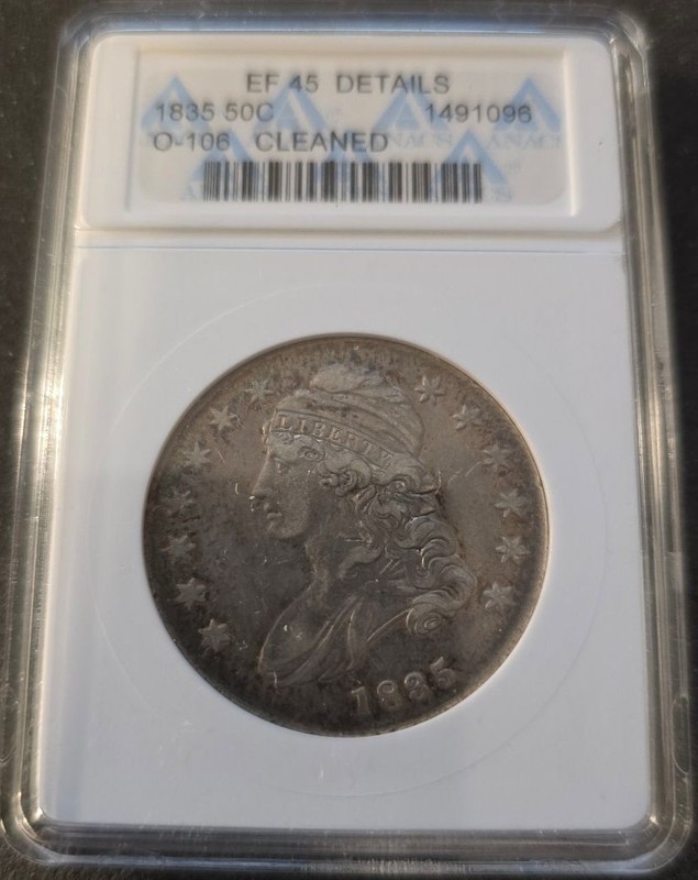 1835 50c Capped Bust NGC Certified EF45 Overton O-106 (cleaned)