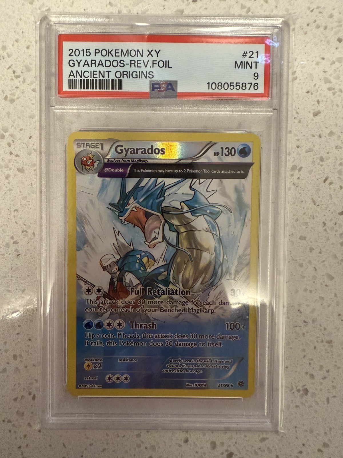 2015 Pokemon XY Gyarados -Rev. Foil Ancient Origins #21 PSA Mint 9
