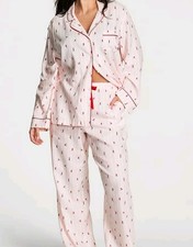 Victoria's Secret Modal Flannel Long Pajama Set Sking Ladies NWT Size L