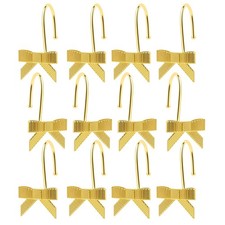 12 PCS Gold Bow Shower Curtain Hooks Rustproof Decorative Bathroom Rings