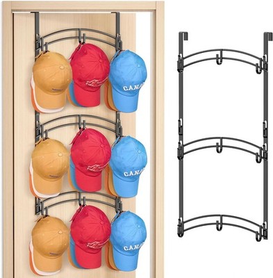 Space Saving Over the Door Hat Rack for Baseball Caps, Holds up to 27 Caps Me...