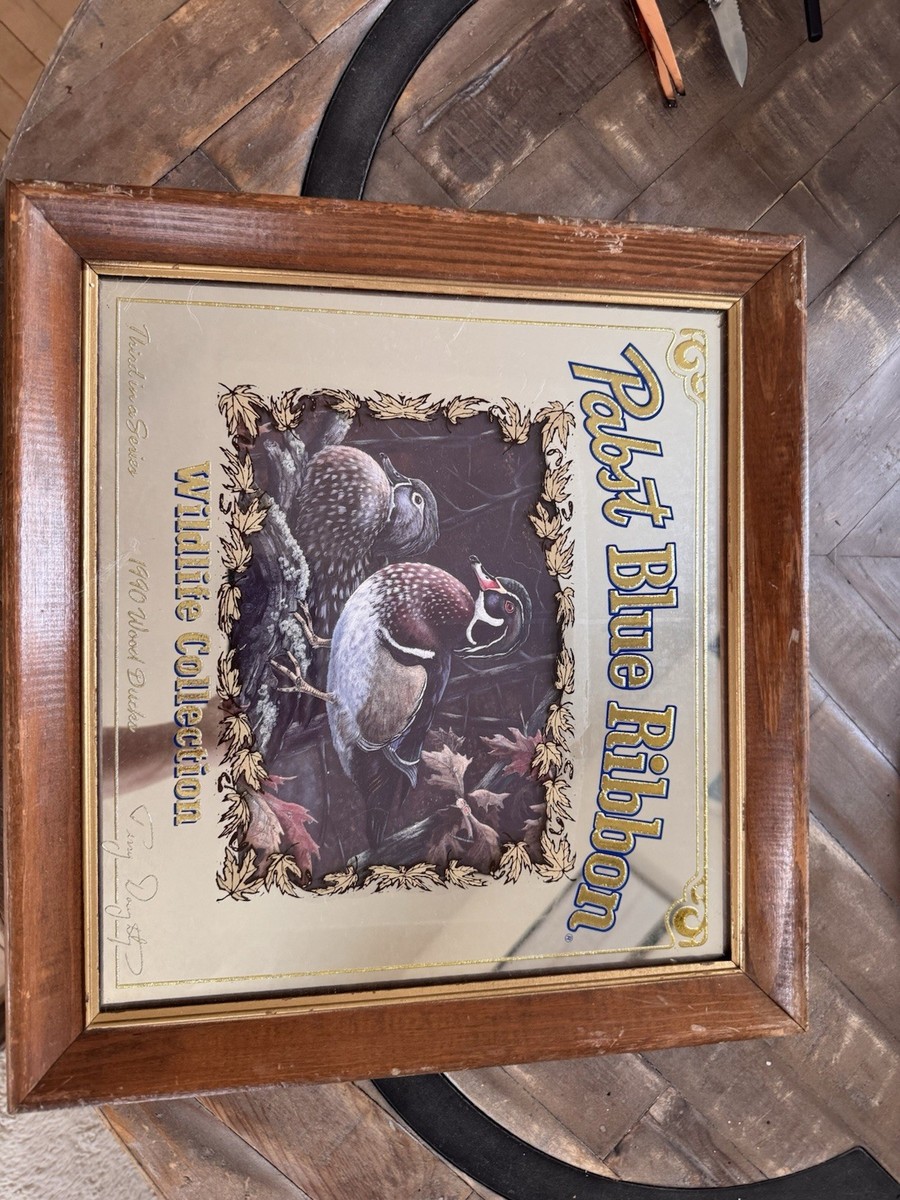 PABST BLUE RIBBON BAR MIRROR 1990 WOOD DUCKS WILDLIFE COLLECTION