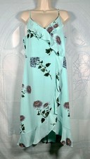 Oasis x Natural History aqua blue floral sleeveless ruffle frill cami dress, 16