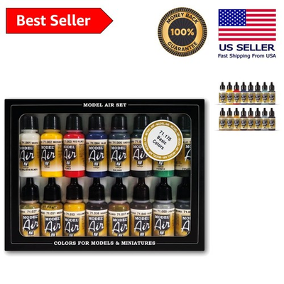 #ad Pack of 16 Vallejo Acrylic Model Air Paints 17ml Bottles for Detailed Painting $93.95