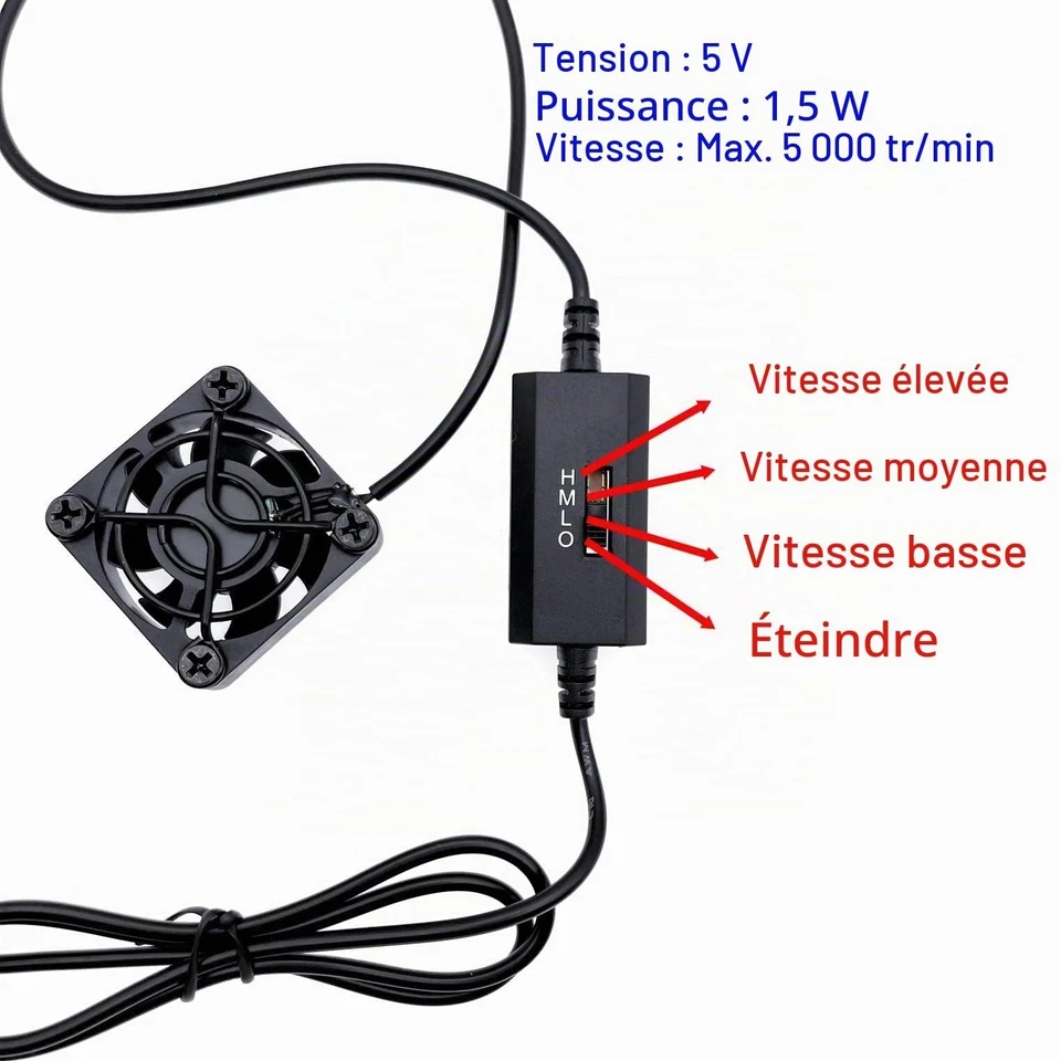 Ventilateur de Refroidissement USB 5V 40mm 3 Vitesses JZK - Photo 2/4