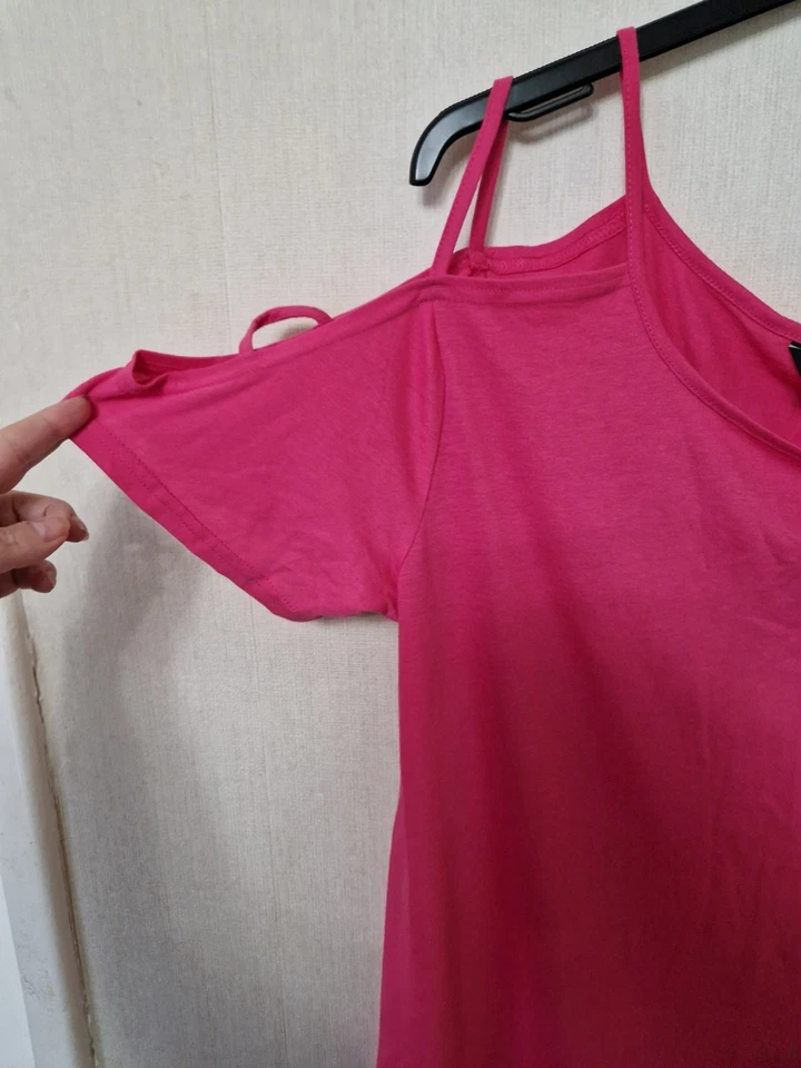 BNWT Yours Pretty Pink Tshirt With Strappy Sleeves. Size 18. Cotton Mix. Holiday - Image 2 of 4