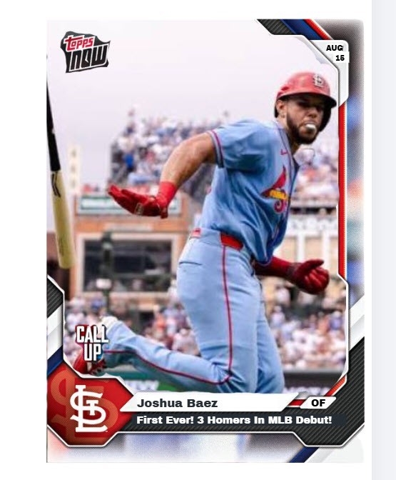 Joshua Baez 2026 MLB TOPPS NOW First Ever to Hit 3 Homers In MLB Debut presale
