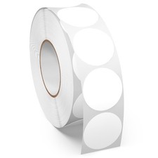 1 Inch White Dot Circle Stickers Roll 1000 PCS Self-Adhesive Vinyl Round Colo...