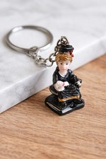 Set of 10 Graduation Figure Keychains Plastic Modern Black White Gold Brown