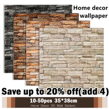 50X 3D Tile Brick Wall Sticker Wallpaper Self-adhesive Waterproof Foam Panel UK