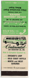 BUS - CONTINENTAL AIR TRANSPORT CO. INC. CHICAGO 20 FS MATCHBOOK COVER