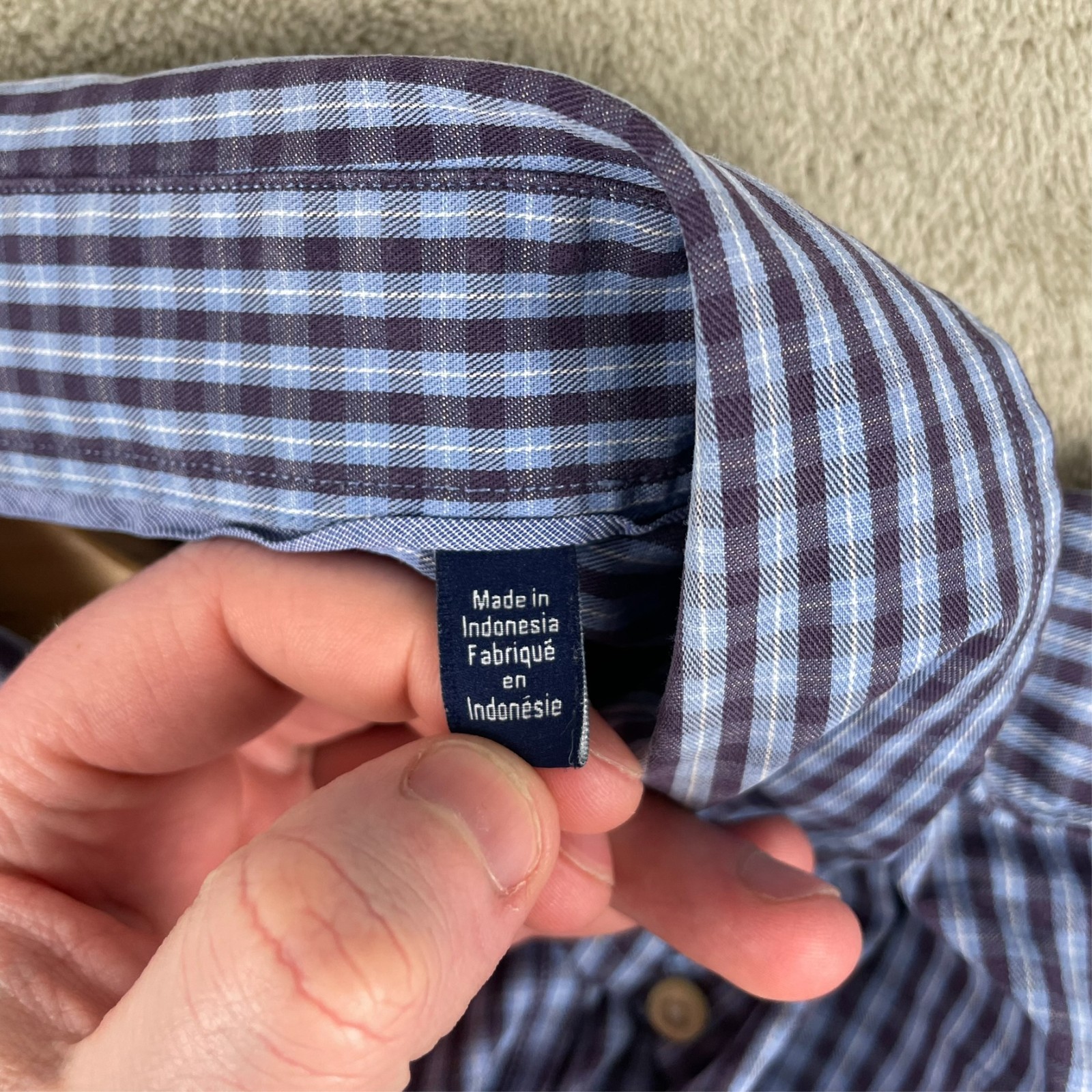 Men's Tommy Hilfiger Ithica Check Long Sleeve Shirt Size L Large Blue Cotton thumbnail 3