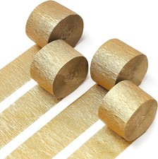 PartyWoo Gold Crepe Paper Streamers 4pcs 328ft Pack of Gold-9573