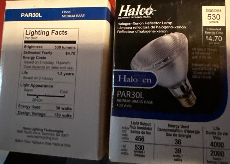 2-  Halco HaloXen PAR 30L Med. Base 120/130 Volt 2000 Hours Reflector Lamp Bulb
