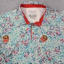 RSVLTS Budweiser Beer Cans on Ice Polo Shirt Mens 3XL SS Stretch Performance