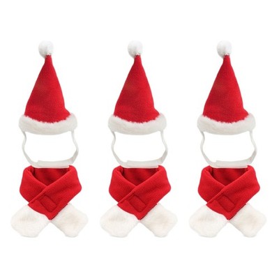 3 stücke Haustier Weihnachtsmütze mit Schal Santa Hut Kopfschmuck Party