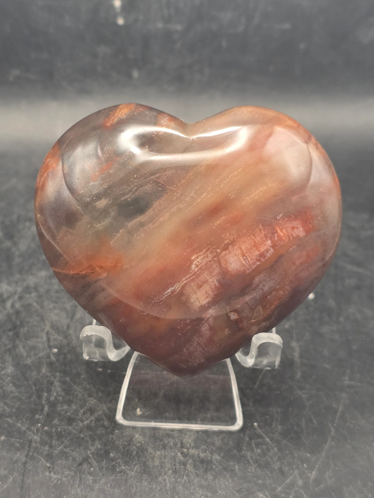 Petrified wood heart! 6.5 ounces, 2.7 inches wide, 2.5 inches tall