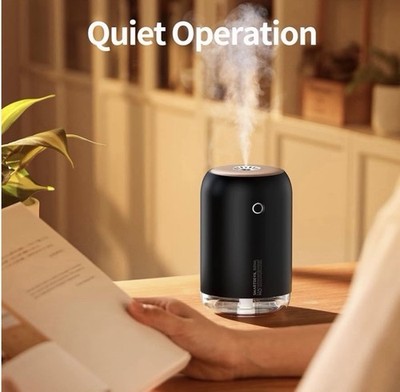 SMARTDEVIL 500ML Mini Ultrasonic Humidifier Black Quiet 2 Adjustable Spray Modes