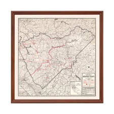 Old Map of Mariposa County, CA 1935 - Vintage California Art