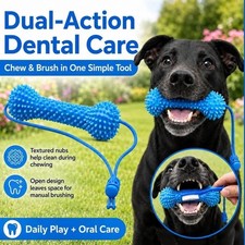 Dog Dental Chew Toy Teeth Cleaning Brush Dual Action Canine Toothbrush Pet Chew