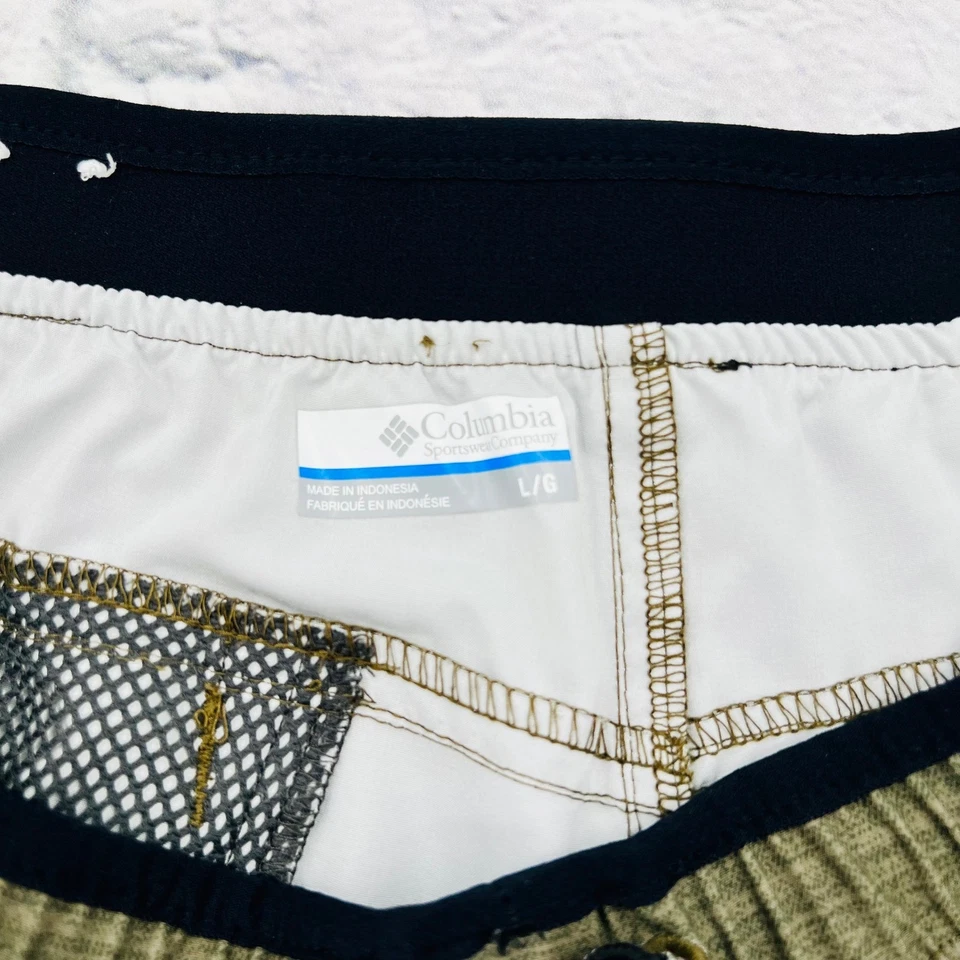 Columbia Para Hombres Talla L Verde Oliva Exterior Carga Pantalones Cortos Cremallera Bolsillo Cordón Foto 3 de 4