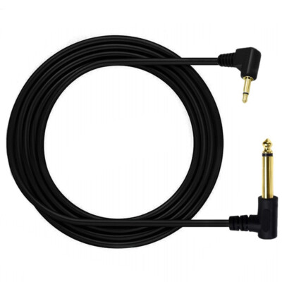 1/4 To 1/8 Inch Right Angle Audio Adapter Cable - 6ft Gold Plated, Mono Male To Male 6 thumbnail image