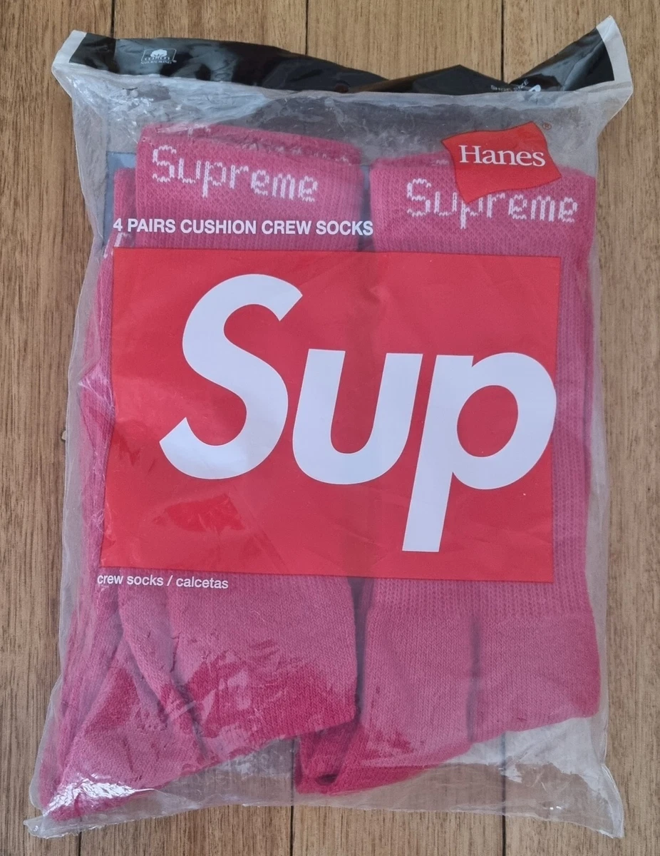 Supreme Hanes Red Crew Socks Four Pack Brand New Unopened DS Authentic 6 - 12 US
