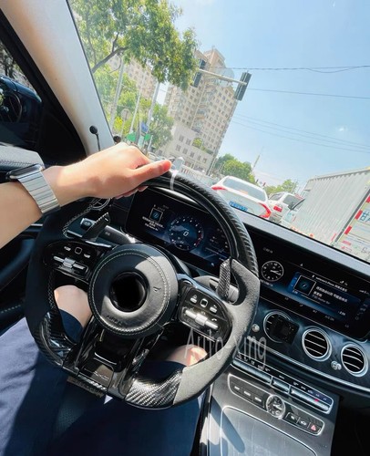 Fit Mercedes-Benz AMG G550 C300 E63 C63 S Alcantara Carbon Fiber Steering Wheel - Picture 9 of 10