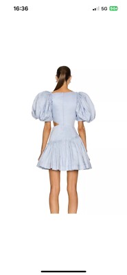 aje blue dress mini Aje. Cleo Silver Blue Ruffled Mini Dress