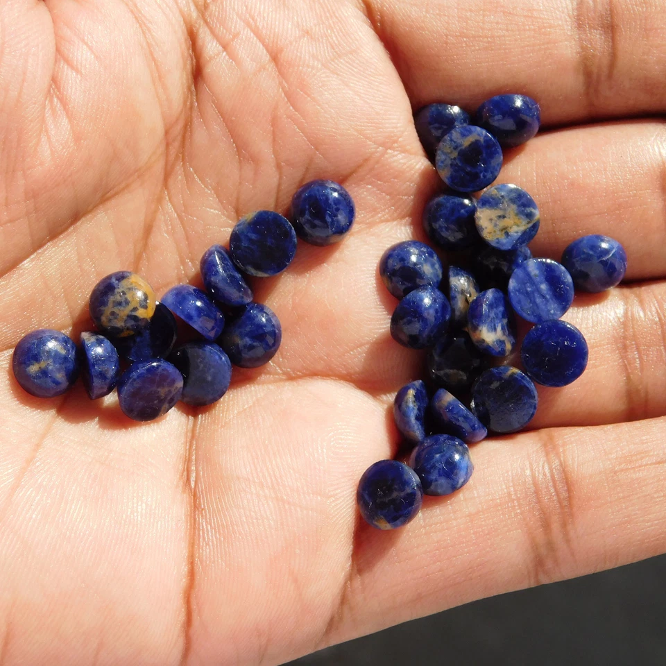 Natural Sodalite Round 3x3 mm to 20x20 mm Cabochon Loose Gemstone Lot - Image 2 of 4