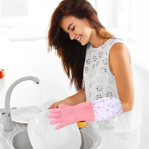 2 Pair Fleece -Reinigungshandschuhe Wiederverwendbare Zur Wasserdichte - Bild 9 von 10