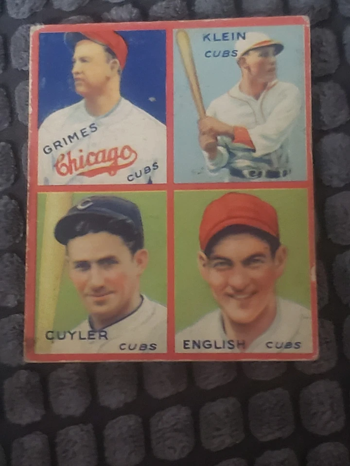 1935 Goudey 4 en 1 grimes, cuyler, klein, inglés. en muy buen estado ++. original. sin clasificar. 3 Foto 4 de 4