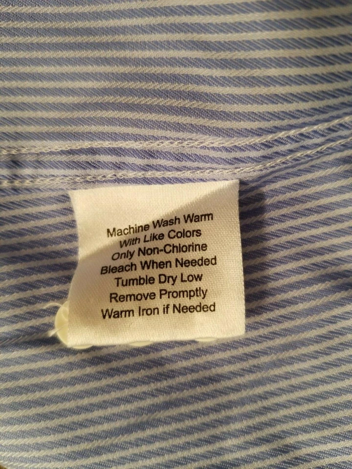 Camisa Egara Hombre Talla 17.5 34/35 Azul Blanco Rayas Foto 3 de 4