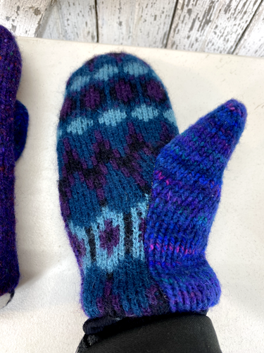 Sweater Mittens Wool Blend Fleece Lined Medium Beautiful! - Picture 4 of 6