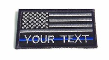 3 Pcs CUSTOM NAME TEXT NAME TAPE POLICE THIN BLUE LINE USA FLAG PATCH 9 X 5.5CM