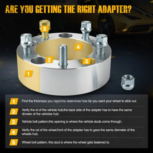 4Pcs 2" inch 5x5.5 to 5x5.5 Wheel Spacers 9/16"x18 For 2004-2009 Dodge Durango - Image 4 of 4