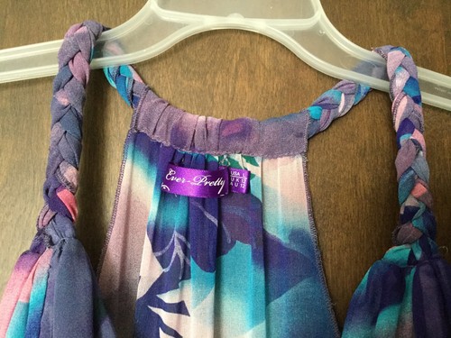 Ever Pretty Purple Pink Leaf Print Chiffon V-Neck Halter Cocktail Party Dress 12 - Picture 6 of 9