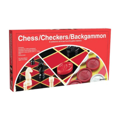 3 in 1 Board Game Set Chess Checkers Backgammon Family Fun for 2 Players